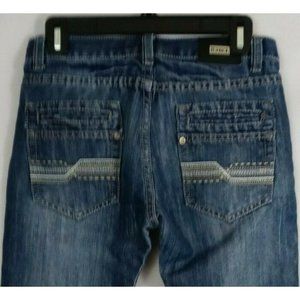 Rebel Women's Embroidered Distressed Whiskered Dark Wash Jeans Size 14